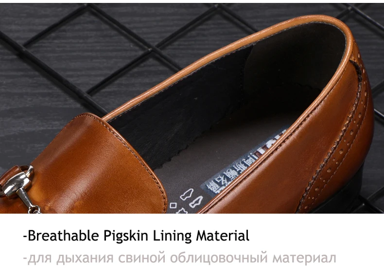 Men's Leather Casual Shoes' Business Black Oxfords Genuine Leather Shoes Men Big Size Wedding Casual Shoes Men Brown Loafers New (13)