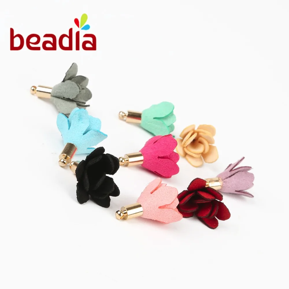 

High Quality Height 25mm Flower Red Ivory Sky Blue Green 11 Colors Tassel DIY Charm Jewelry Earrings Making Accessories