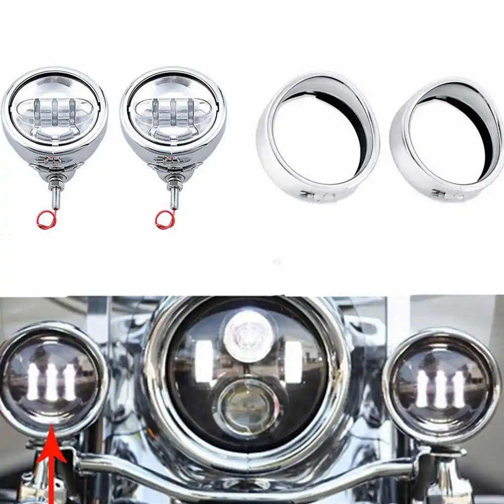 Visor Style Passing Lamp Trim Ring Set For Harley-Davidson 4.5 INCH FOG LAMP.CVjpgV.j3pg