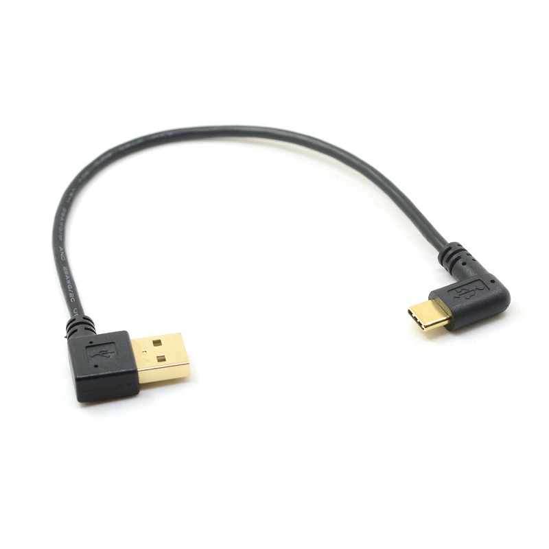 سريع تهمة نوع C كابل يو اس بي 90 درجة USB C منحنى لعبة كابل شحن الروبوت الهاتف شاحن 90 زاوية نوع-C البيانات الحبل 25 سنتيمتر