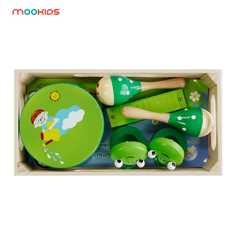 

6PCS Baby Toy Musical Instrument Kit Infants Wooden instruments Set Children Drum Harmonica Toys Kids Early Education