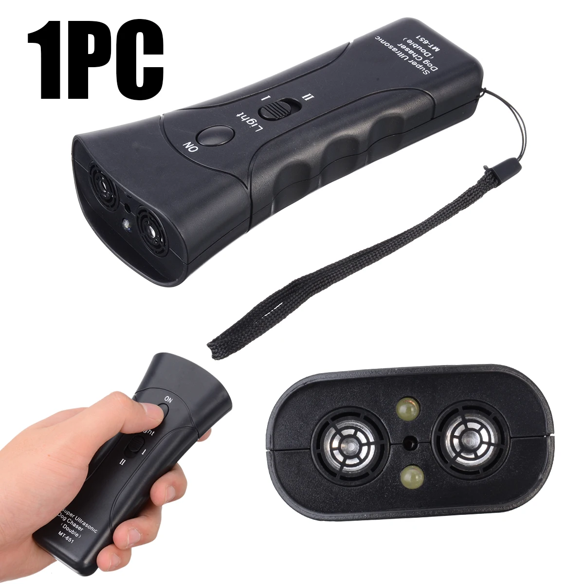 

Double Head Ultrasonic Pet Dog Anti Barking Trainer High Power LED Flashlight Gentle Chaser Multifunctional Pet Products