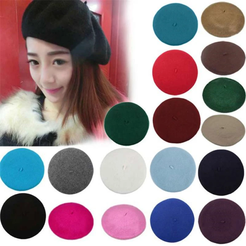 

Elegent British Lady Women Knitted Beret Beanie Ski Hats Fashion Tam Cap Hat IK88