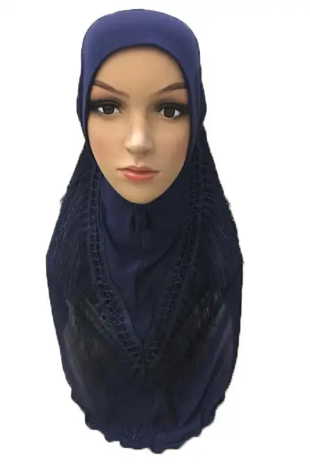 Один кусок хиджаб Amira шарф для женщин-мусульманок головной платок мусульманский шарф обертывание Арабская шапочка для молитвы Niquabs хиджабы полное покрытие - Цвет: Navy Blue