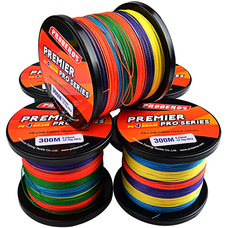 PROBERO 4&8 Braids Fishing Line 300-500-1000M Multifilament Weaves Line 10LB-100LB  Wired PE Line for Bass Pike Fishing Tackle