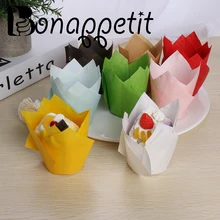 50 шт. из бумаги для кексов линейная форма Тюльпан Цветок шоколадная обертка для кексов подставка для кексов инструменты для украшения торта