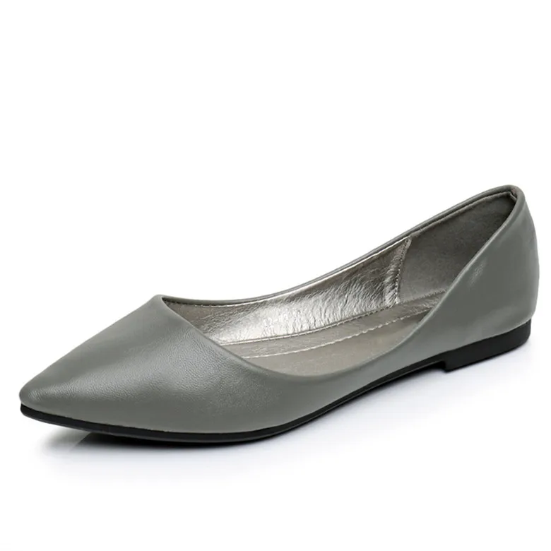 CEYANEAO2018/Женская обувь на плоской подошве; модная женская обувь на плоской подошве с закрытым острым носком; Размеры 35-41; e974 - Цвет: Серый