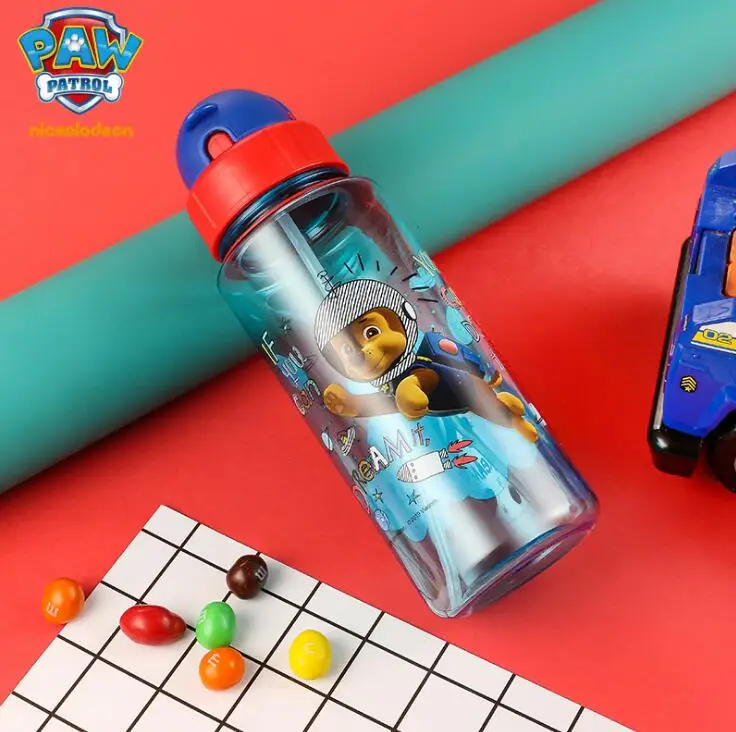 Genuine Paw patrol kids Feeding Bottle with straw Cartoon Lovely Eco-friendly lid Portable PP Tritan Cup Sport Bottle 500ML