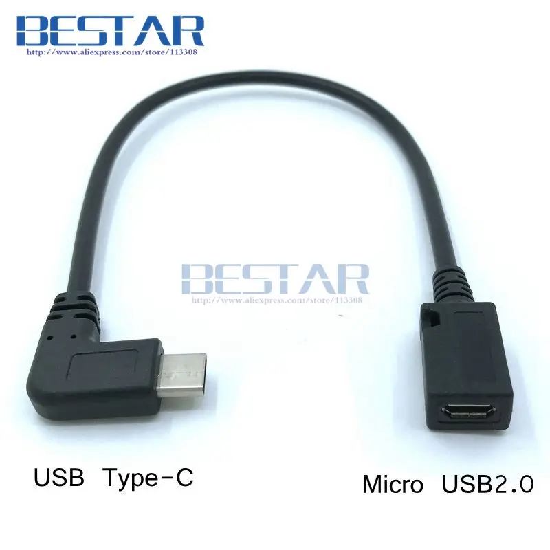 Cheap 100pieces/lot USB 3.1 Type-c Male Right Angle to USB Mini-USB Micro-USB Female Convert adapter Cable 25cm Mini Micro USB Cables 4