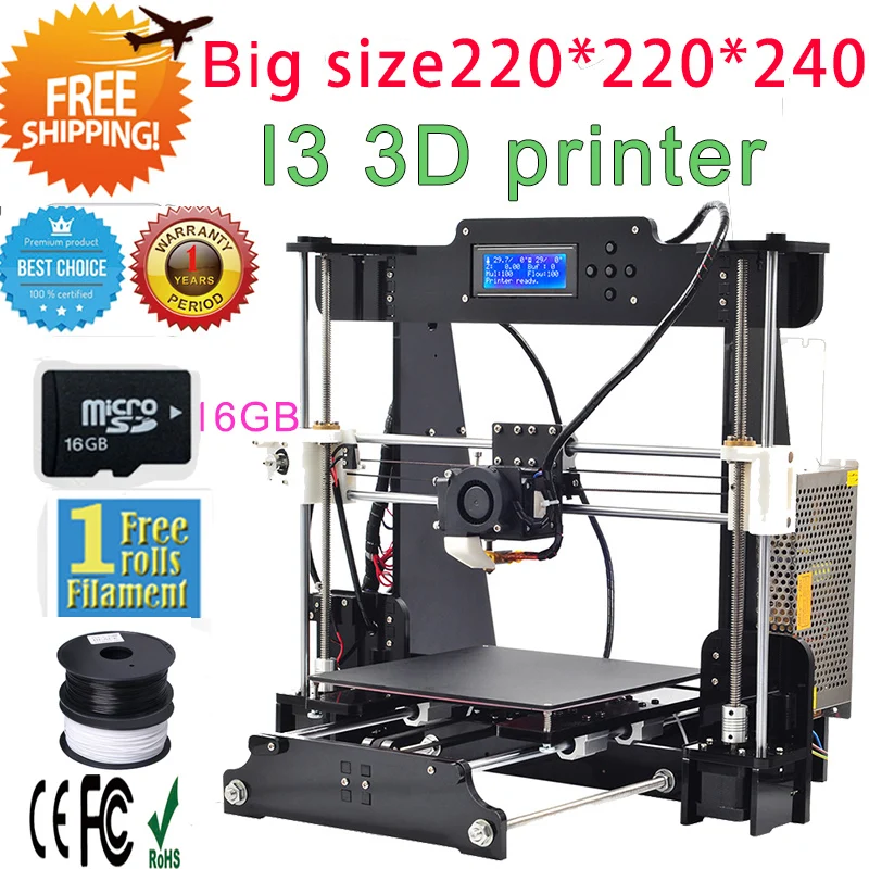 2016 Upgraded Quality High Precision Reprap Prusa i3 DIY 3D Printer kit with1 Roll Filament 16GB SD card imprimante impresora