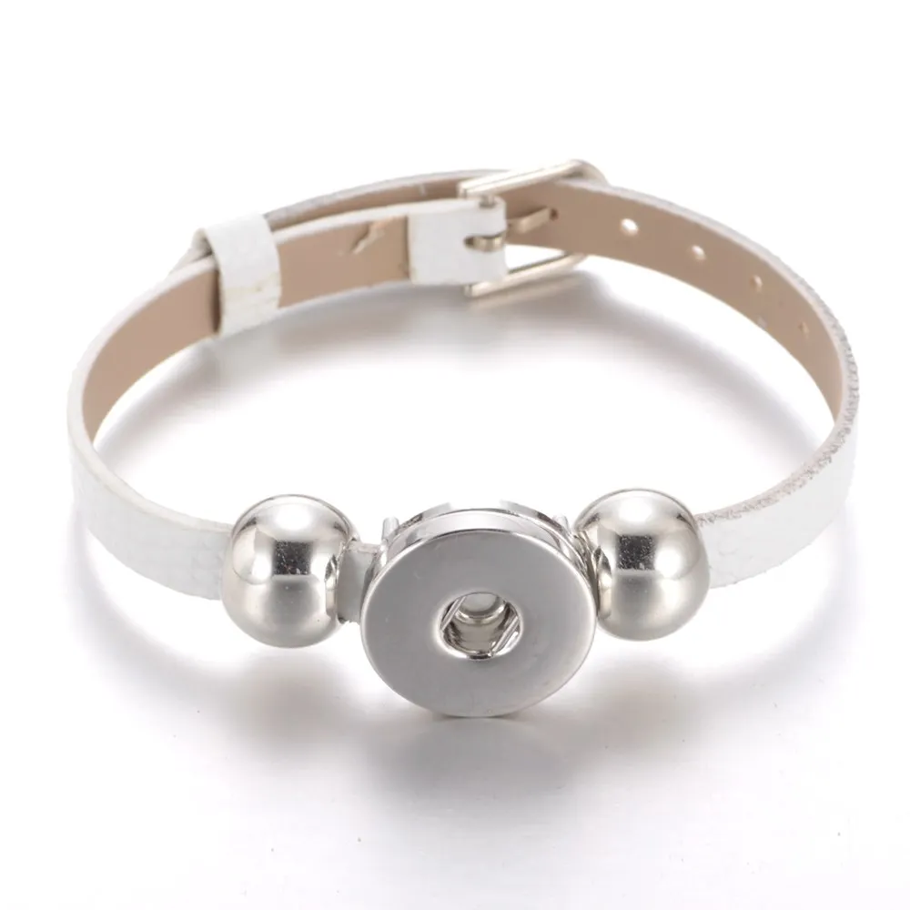 New Arrivals 15 Colors Cheaper PU Leather DIY Armband 18mm Snap Button Bracelet Jewelry SZ0281|bracelet jewelry|button braceletsnap button bracelet |