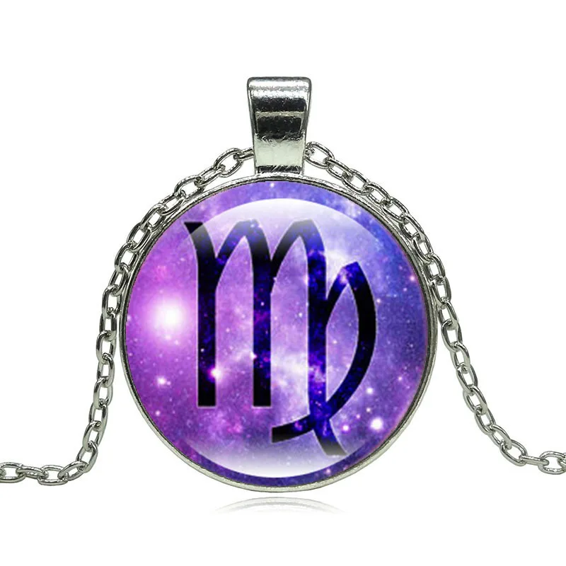 Virgo Of Zodiac Pendant Necklace Glass Cabochon Accessories Tibetan