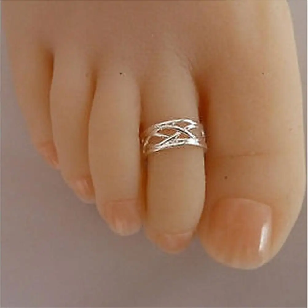 1pcs Unique Wholesale Silver-Color Rings For Women Simple Curved Style Adjustable Finger/ Toe Rings