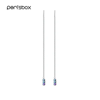 

Peri'sBox 925 Sterling Sliver Rainbow Cube Ear Thread Earrings Simple Long Chain Earrings for Women Minimalist Earrings Threader