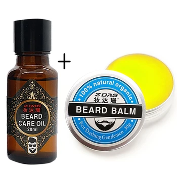 

100% Natural Beard Balm Moustache Cream Conditioner Healthy Beard Styling Moustache Wax 30g Beard Balm beard grow oil 20ml Set