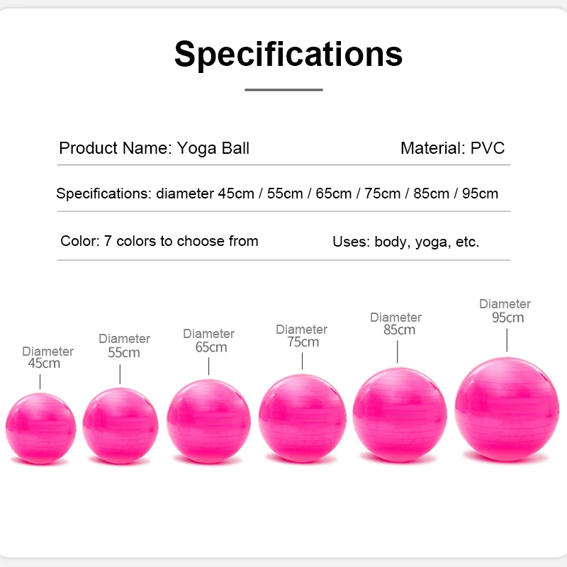 Пилатес взрывозащищенные йога мяч для формовки Вес потери Фитнес спортивная гимнастика мяч для фитнеса тренировка баланса 45/55/65/75/85/95 см