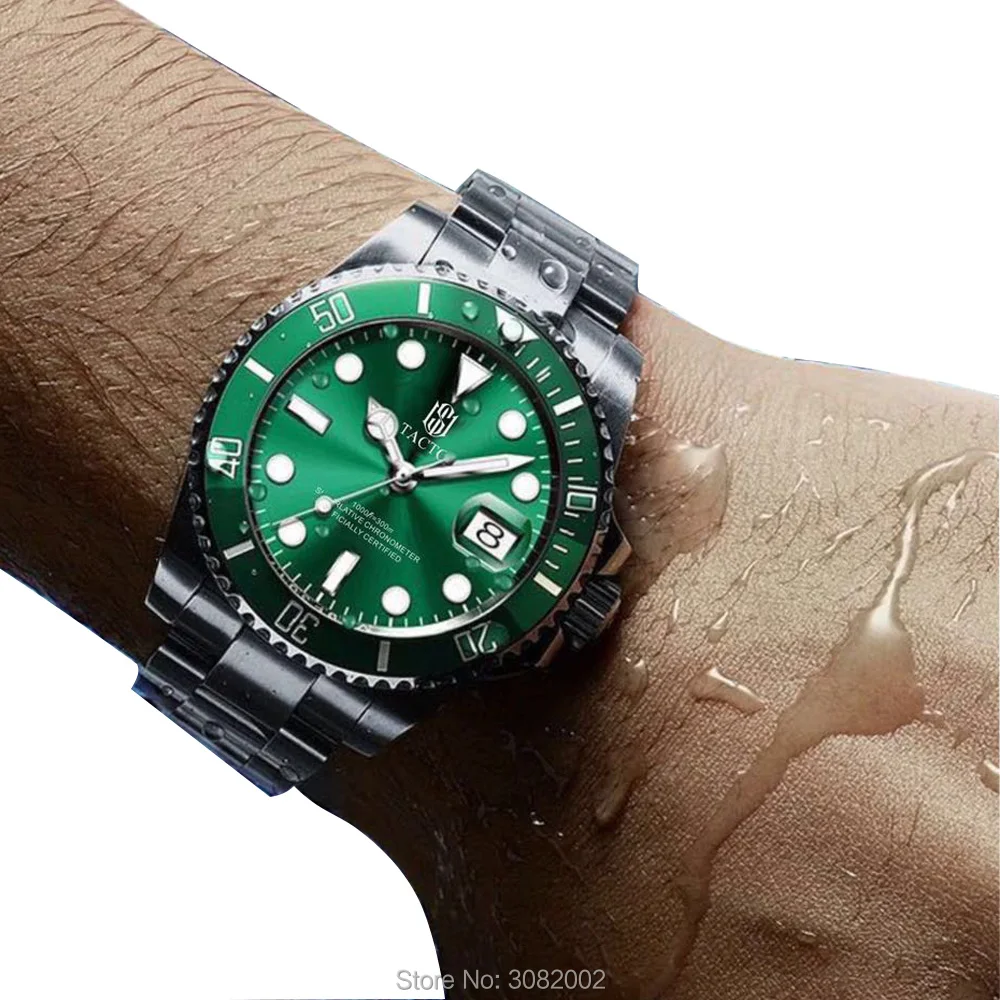 Tacto мужские часы Топ бренд Роскошные мужские наручные часы зеленый циферблат чехол из нержавеющей стали miyota кварцевый механизм 50 м водонепроницаемый