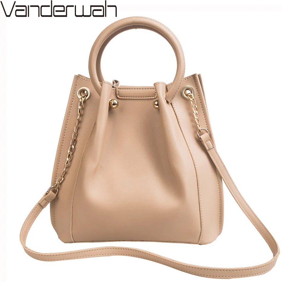 

Momen Messenger Bags 2019 New Summer PU Leather Big Tote Bucket Women's Bag Soild Color Retro Handbag Purse Chain Shoulder Bag