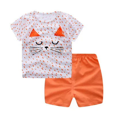 Комплект одежды для маленьких мальчиков, Детский костюм, короткий рукав+ шорты, комплект хлопковой одежды из 2 предметов с рисунком пингвина для детей 3-3 лет - Цвет: tianguaxia02