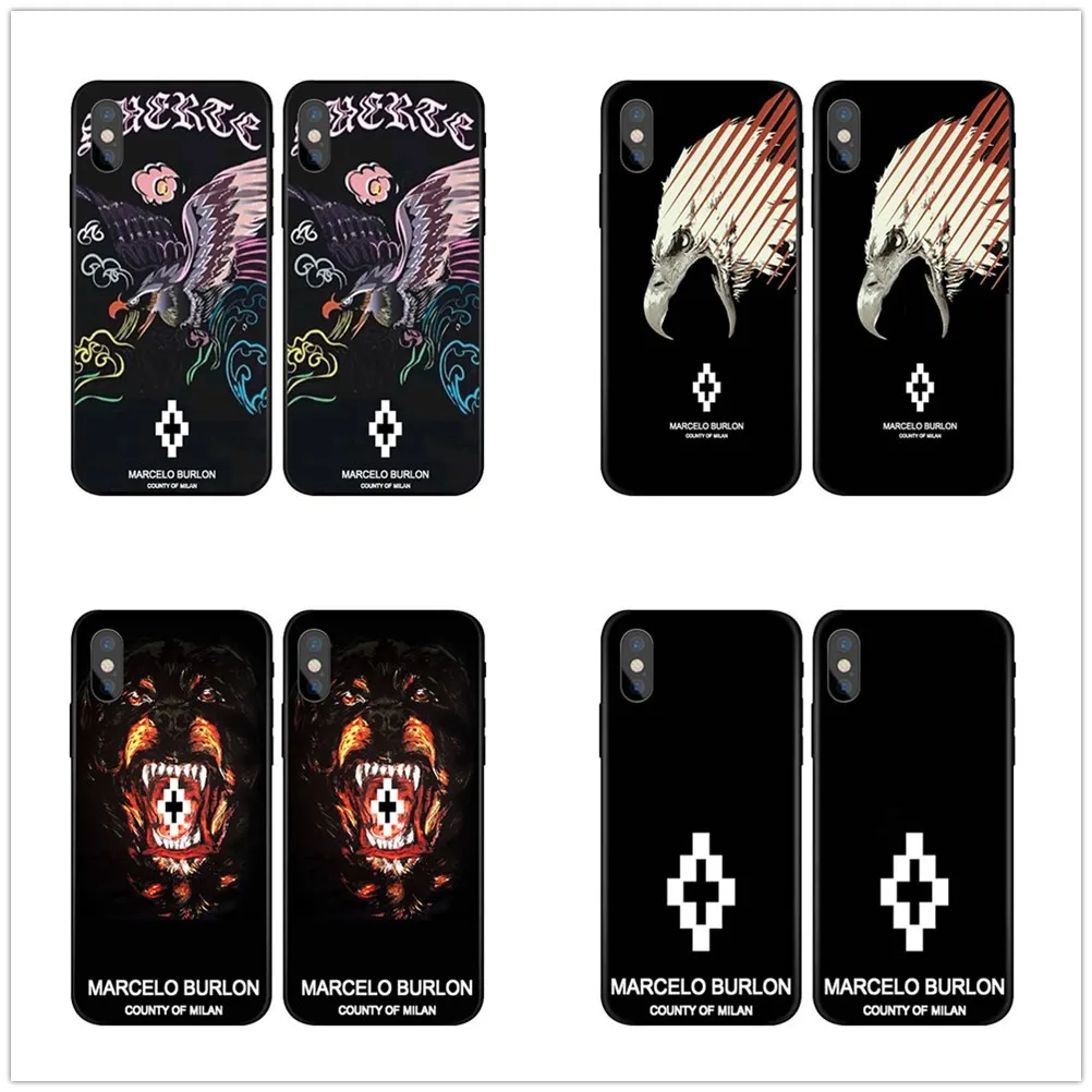 Чехол для телефона Marcelo Burlon iphone 6 5s X 7 8 Plus черный силиконовый чехол |