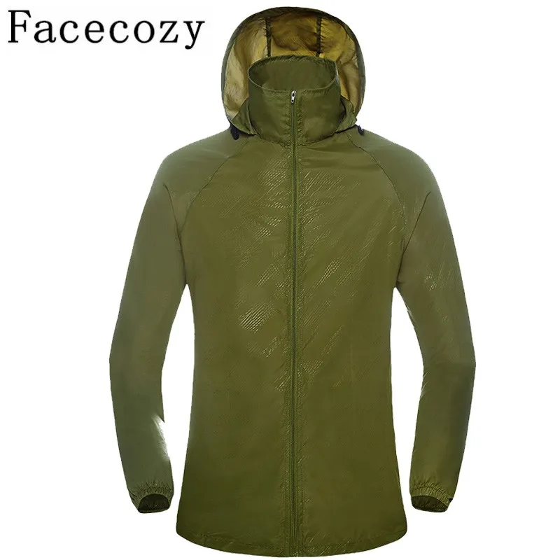 Facecozy, Мужская и Женская Весенняя водонепроницаемая куртка с капюшоном, быстросохнущая, для походов, кемпинга, дышащая, тонкая, для рыбалки, походов