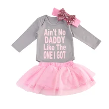 Комплект из 3 предметов с пайетками; Одежда для новорожденных девочек; Топ; комбинезон; юбка-пачка; повязка на голову; одежда из 3 предметов