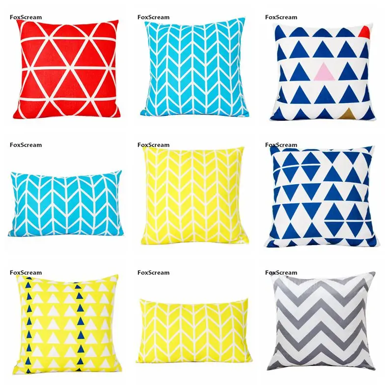 Home Textile Blue Decorative Cushions Cover Geometric Pillow Cover Home Decor Velvet Yellow Throw Pillows For Sofa 45x45cm