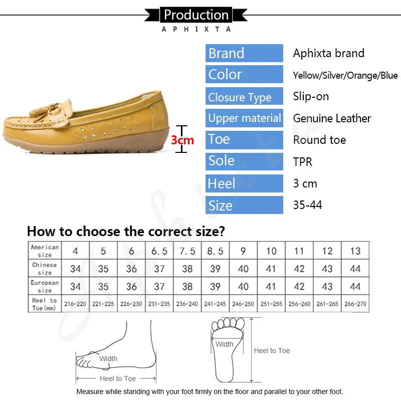 Aphixta/; женская обувь на плоской подошве; женская обувь из натуральной кожи; женские лоферы с вырезом; водонепроницаемые мокасины на плоской подошве без застежки из натуральной кожи; большой размер 44