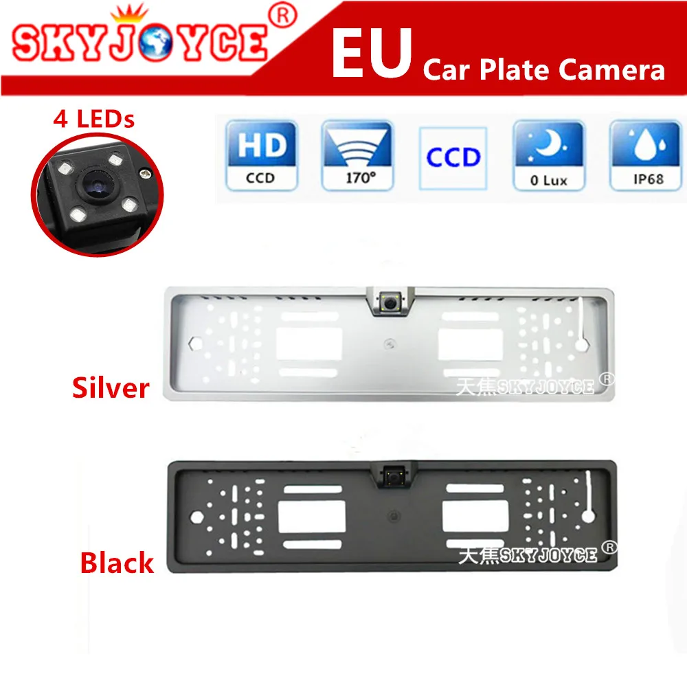 

Freeshipping CCD HD rear view camera European license plate frame camera Light LED 170 backup parking rearview car camera