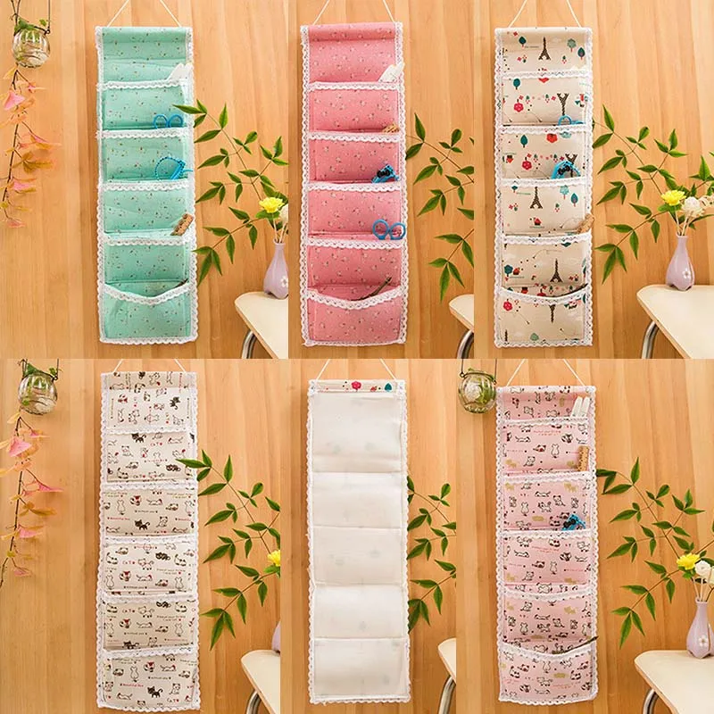 

Wall Hanging Storage Bag Cotton Fabric Closet Organizer Sundries Storage Pocket Home Decor Hanging Bag