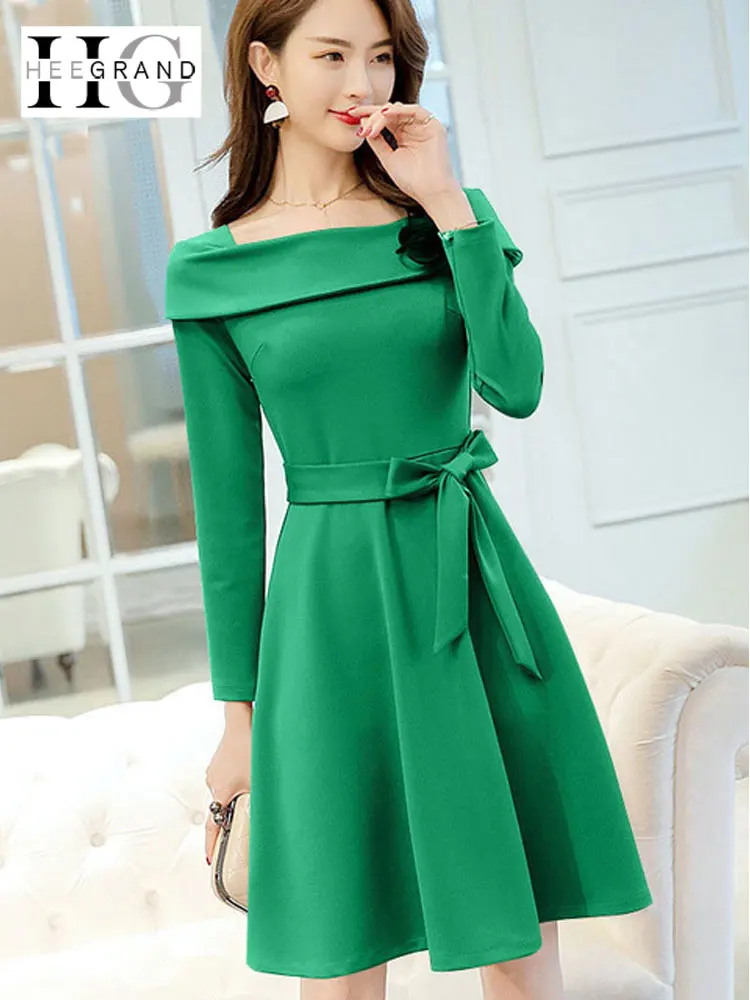 HEE GRAND Vestidos женское осеннее платье 2018 повседневные платья с длинными рукавами
