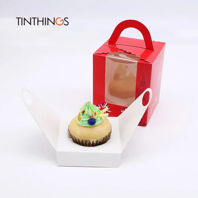 

20 pcs cupcake boxes handle window Kraft Paper Gift Packaging box for kids Birthday home Party Product Storage Circus soldier
