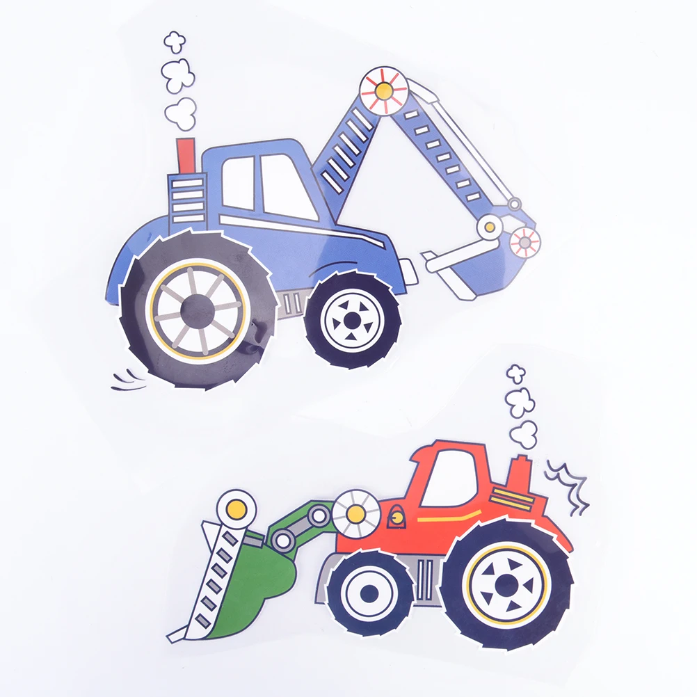 

Clothes Shoe Bags Decoration Printing Fabric Patches Cartoon excavator Iron On A-level Patches Heat Transfer Pyrography For DIY