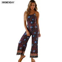Women Casual Slim Long Jumpsuit 2019 Summer Fashion Women's Boho Printed Sleeveless Straps Backless Wide Leg Lace Up Long Pants Women Casual Slim Long Jumpsuit 2019 Summer Fashion Women's Boho Printed Sleeveless Straps Backless Wide Leg Lace Up Long Pants