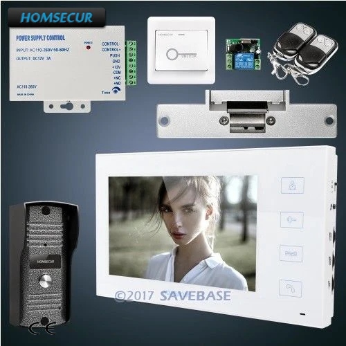 Homsur ручной сбор 7 дюймов проводной видео и аудио умный дверной Звонок Электрический замок Strike набор в комплекте + пульт дистанционного