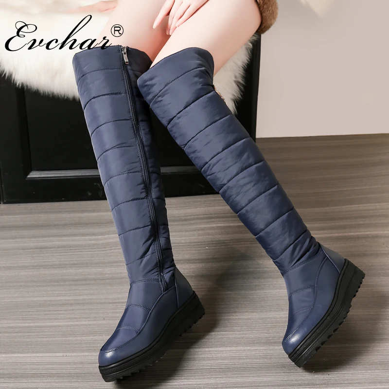 

New Russia Winter keep warm snow Boots Women over the Knee Waterproof High Boots Round Toe Down Fur Ladies Shoes big size 35-44