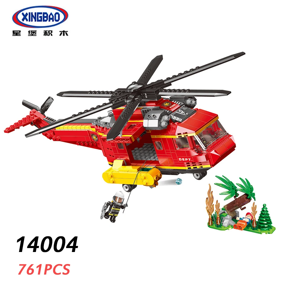 

XINGBAO 14004 City Forest Series Set Fire Fighting Helicopter Building Blocks MOC Bricks Compatible LegoINGlys City Firefighter