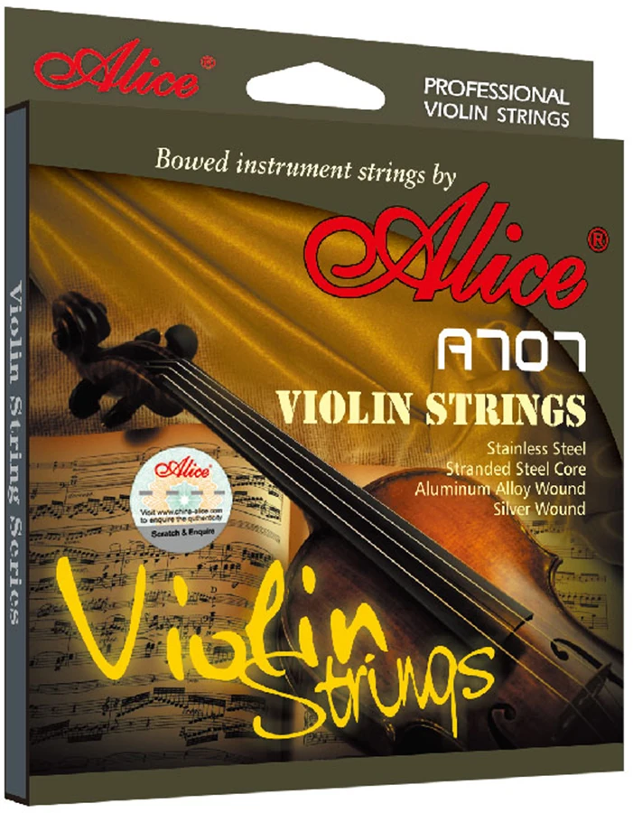 4pcs/set Silver Wound Violin Strings Stainless Steel Alice A707in