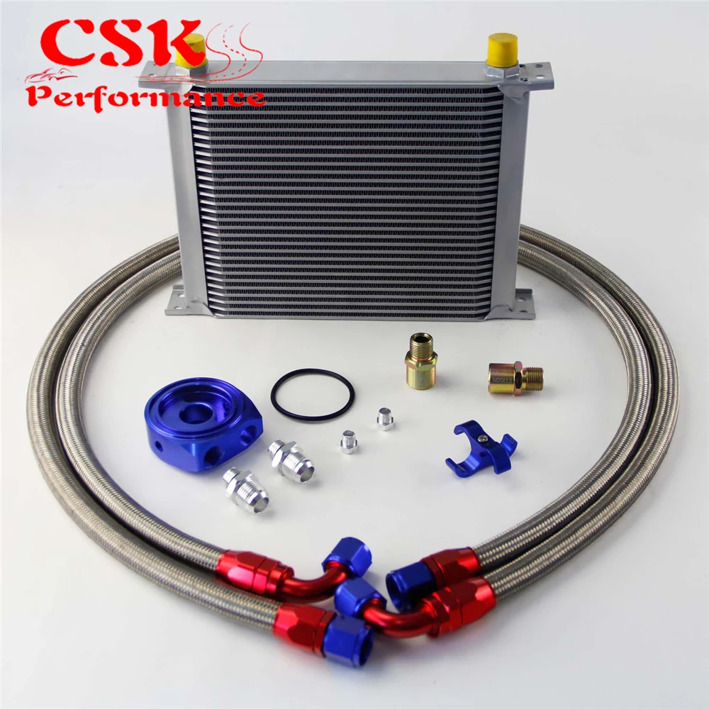 Universal 30 Row 10AN AN-10 AN 10 Engine Transmission Oil Cooler Blue