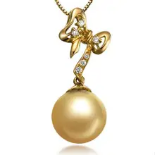 GVBORI 9-10 ММ ЮЖНОГО МОРЯ Природный золотой жемчуг Цепочки и ожерелья подвеска с 18 К золотой жемчуг кулон Ювелирные украшения Для женщин подарок на день