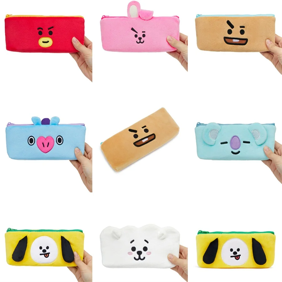 Для BTS BT21 плюшевый пенал мультфильм макияж кошелек хранилище сумка Мини kawaii подарок на день рождения для мальчиков и девочек