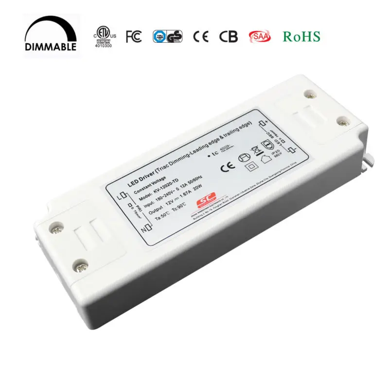 

5pcs LED Driver Triac Dimming Constant Voltage Power Supply KV Series High Quality ETL GS CE CB ROHS for LED Strip Light adapter