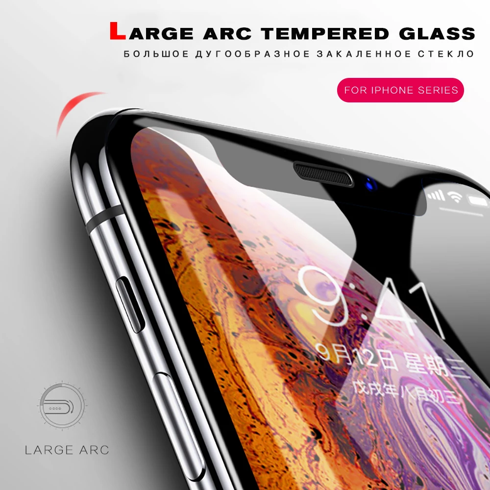 5D закаленное стекло для iPhone XS Max Защита экрана XR полная защита телефона 7 8 Plus X 6s 6
