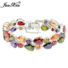 Женский бижутерия амулет браслеты 10KT Белый позолоченный AAA циркон камень разноцветный браслет BR0044