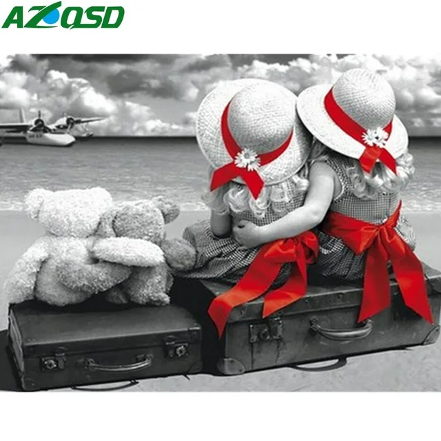 AZQSD Diamond Painting Girls Needlework Diamond Mosaic Picture Of