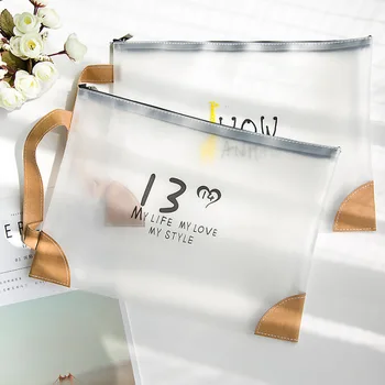 

1pcs A4 Paper Bag a5 South Korea Student Portable Transparent Paper Bag Zipper Exam Kits Portfolio Office supplies