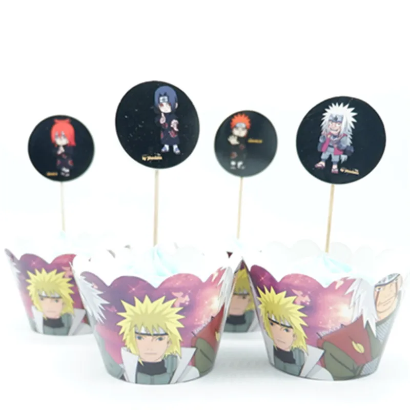 24pcs/lot Naruto Party Paper Cupcake Wrappers Toppers For Kids Party ...