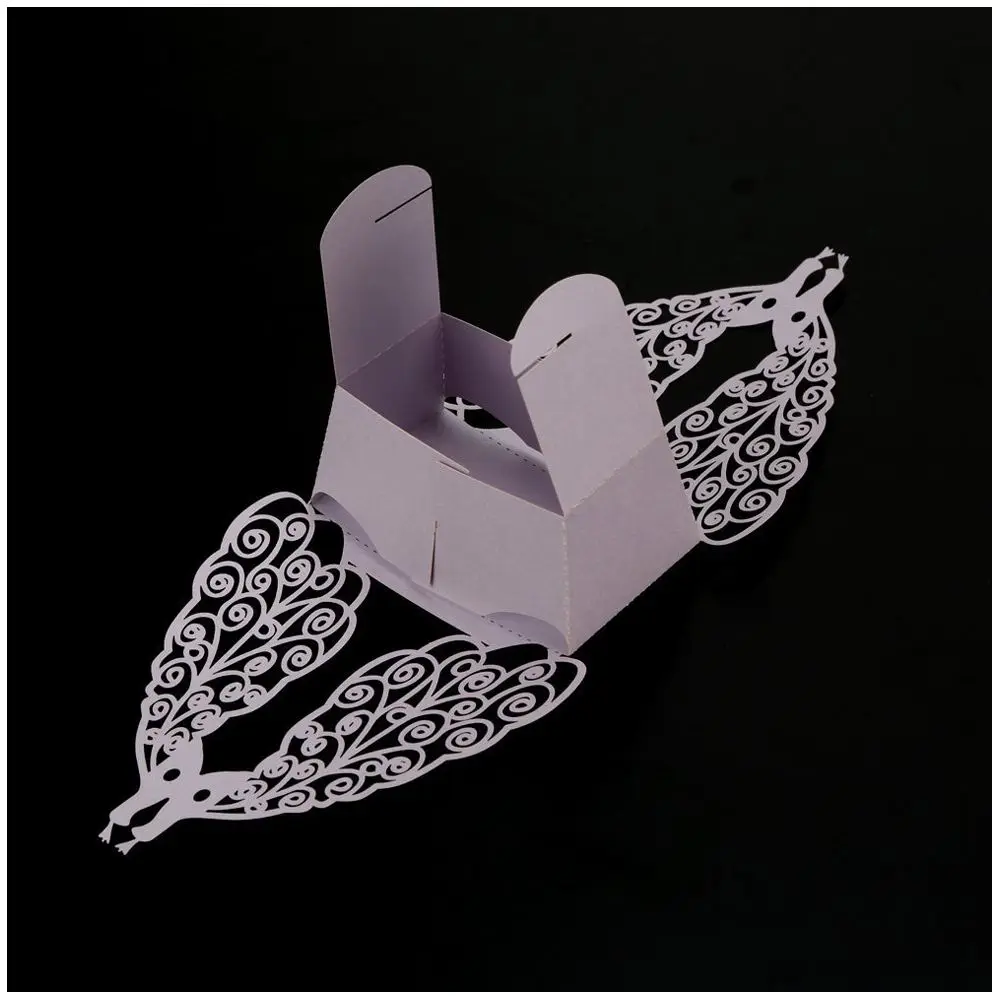 AIMA 50x DIY романтическая Конфета Подарочная коробка для печенья для свадебной вечеринки декоративная павлин дизайн Фиолетовая лента