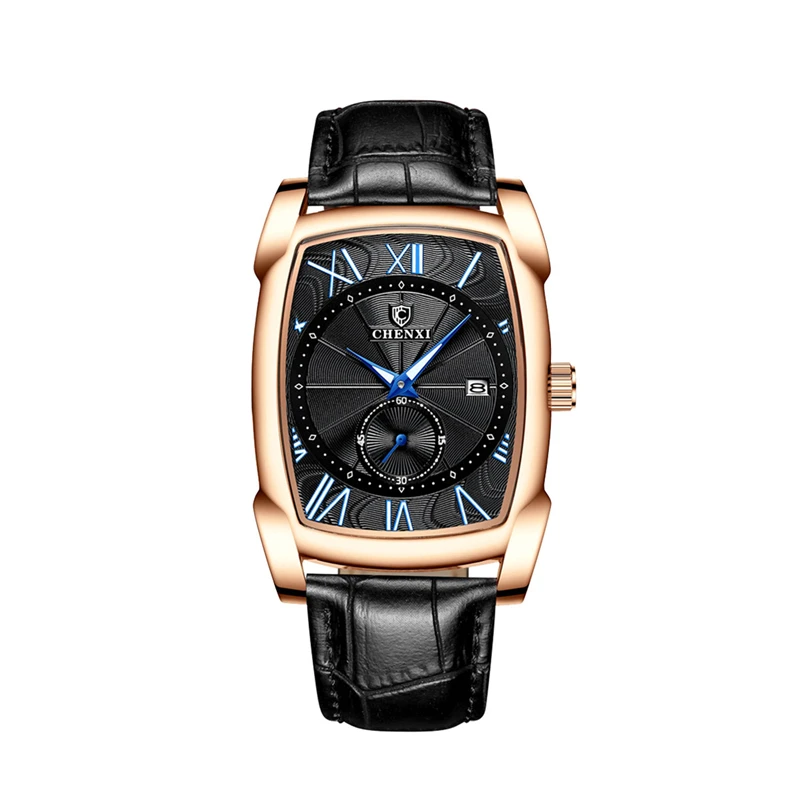 

Square Dial Quartz Watch Men Waterproof Novelty Wrist Watch Fashion Luminous Analog Watch Breathable Imitation Leather Watchband