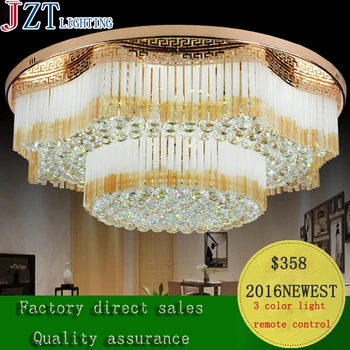 

M Factory Direct Sale Circular Golden K9 Crystal Ceiling Lamp Modern Concise LED Living Room Bedroom E14 Light Remote Control